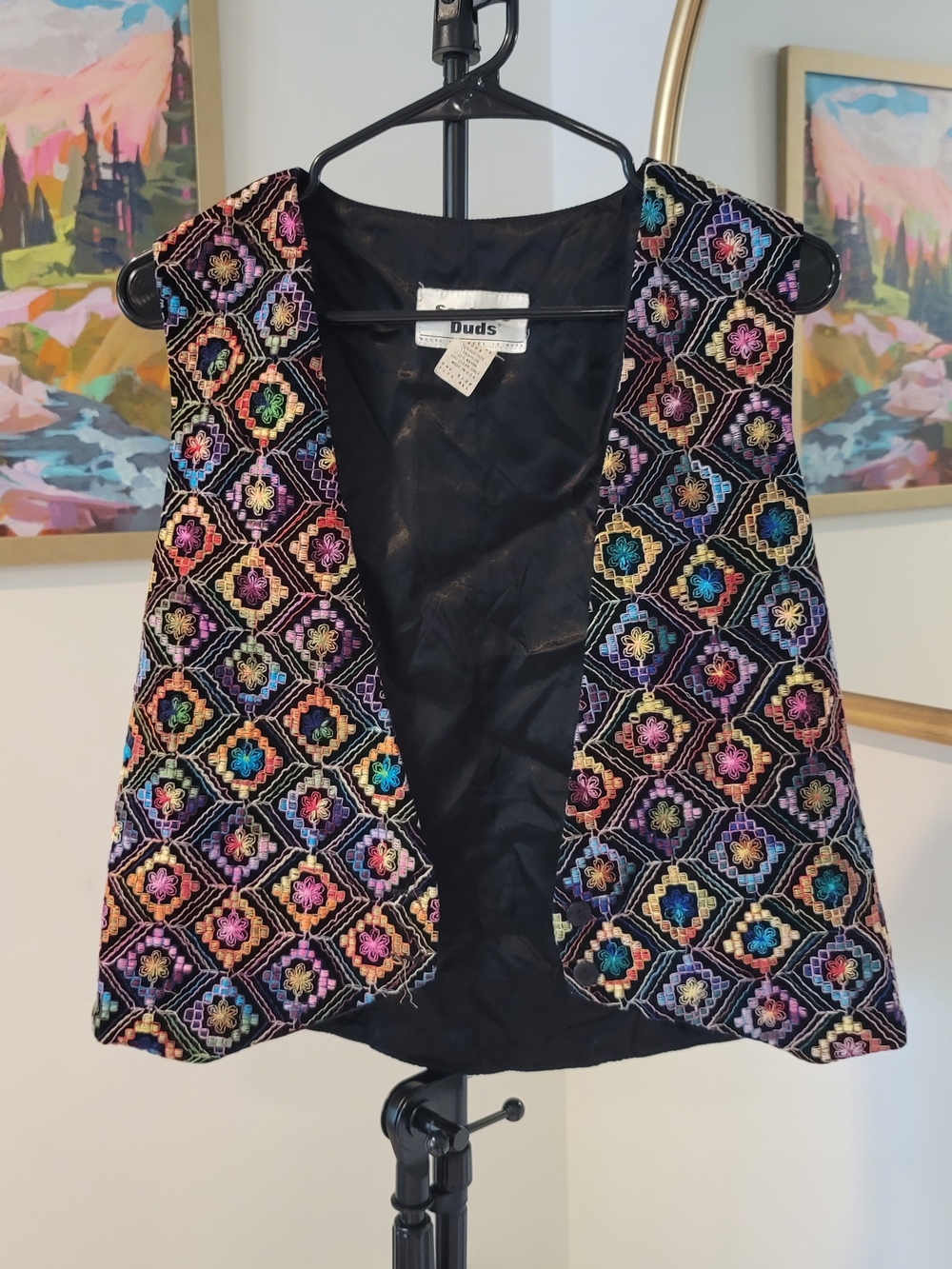 Vintage SANTA FE DUDS Embroidered Vest Southwest Design Vest Women's OS